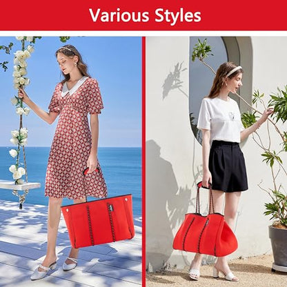 Hibala Neoprene Multipurpose Beach Bag,Gym/Travel/Pool Bag,Tote For Women&Men - color: Red