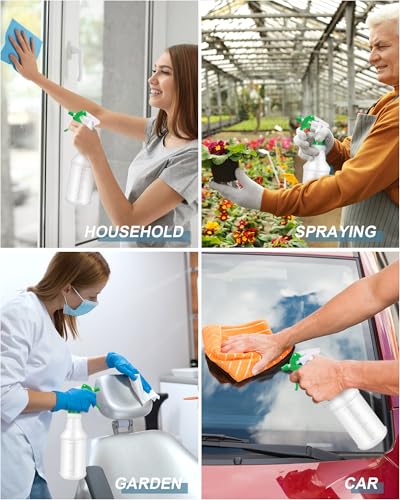Eccliy 20 Pack 16oz Empty Spray Bottles, Leakproof Cleaning Bottles with Measurement and Adjustable Nozzle for Housekeeping, Commercial Use(Cylinder,Green Spray Head) - color: Green Spray Head, style: Cylinder