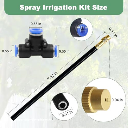 Quibbay 16.4Ft Drip Irrigation System, Automatic Garden Irrigation System with 360-degree Bending Dropper, Atomizing Watering Misting System with Copper Nozzle for Garden Plant Lawn Patio(5 Nozzles) - size: 16.4FT