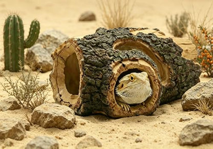 Beard Dragon,Lizard and Reptile Hide,Fish Tank Accessories Hides,Aquarium Decor for Betta Fish,Shrimp,Hermit Crabs,Spiders,Mice,Leopard Geckos,Toads and Frogs (Brown, m) - size: m