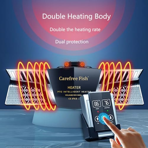 Carefree Fish Aquarium 300W 2IN1 PTC Ceramic Heater PID Control Digital Dual Independent Chip Control The Safest Most Accurate and Fastest Heater for Freshwater and Saltwater Tank (No Cooking Fish) - size: 300W
