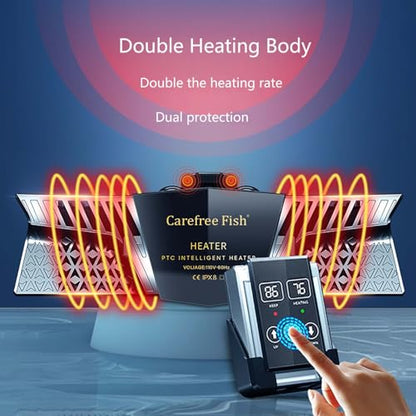 Carefree Fish Aquarium 500W 2IN1 PTC Ceramic Heater PID Control Digital Dual Independent Chip Control The Safest Most Accurate and Fastest Heater for Freshwater and Saltwater Tank (No Cooking Fish) - size: 500W