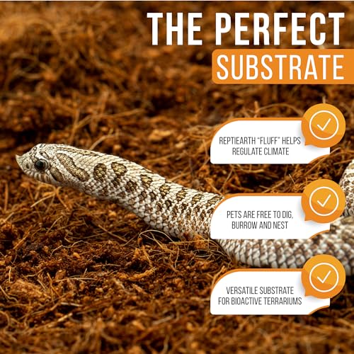 ReptiEarth Reptile Bedding, Fluffy Coconut Fiber Substrate 12 Quart Organic Coco Ready to Use for Bioactive Snake Terrarium, Lizard Tanks with Plants, for Frog, Tarantula or Hermit Crab Habitat - size: 12 Quart