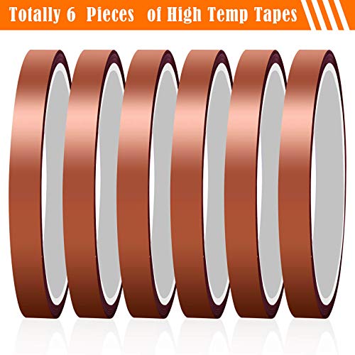 selizo Heat Tape for Heat Press, 6 Packs Heat Transfer Tape Heat Resistant High Temperature Tape for Sublimation on Coffee Mugs, HTV Craft on T-Shirt Fabrics - color: Brown