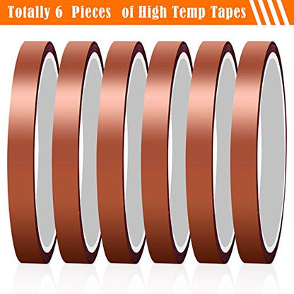 selizo Heat Tape for Heat Press, 6 Packs Heat Transfer Tape Heat Resistant High Temperature Tape for Sublimation on Coffee Mugs, HTV Craft on T-Shirt Fabrics - color: Brown