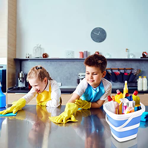 2 Pack Collapsible Buckets 5L 1.3Gallon Small Cleaning Bucket for Household Portable Plastic Bucket Outdoor Car Washing Tub Foldable Camping Beach Sand Water Pot Pail Space Saving Square Grey and Blue - color: Grey+blue