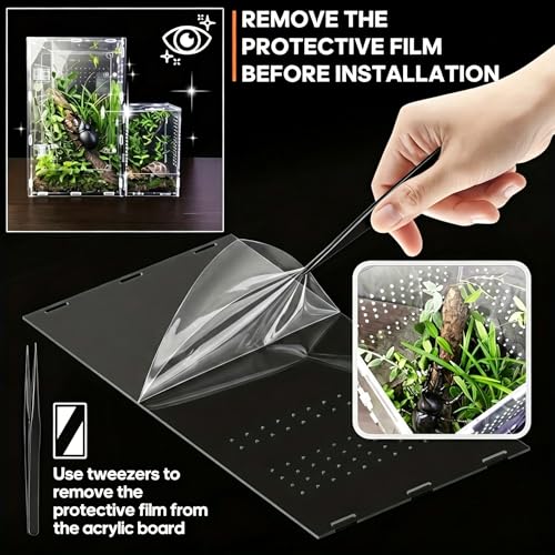 Jumping Spider Enclosure Kit, Clear Acrylic Terrarium Tank with Accessories, Vertical Reptile Habitat for Tarantula Mantis Bug Snail Hide, Anti-Escape Micro-Vent Front Opening Arboreal Starter Gift