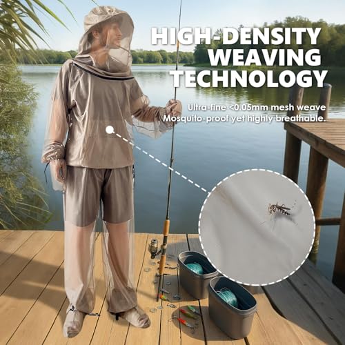 IC ICLOVER 4-Piece Mosquito Jacket Large/X-Large+16inch Animal Handling Gloves, Bug Jacket with Hood, Mosquito Net Suits for Gardening Fishing，Anti-bite Dog Cat Bird Reptile Control Protection