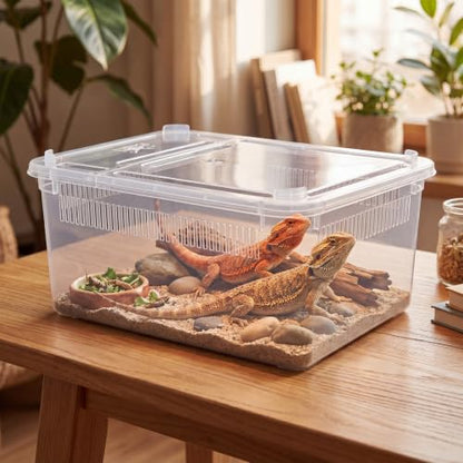 Irenare 20 Pcs Reptile Breeding Box Plastic Spider Enclosure Tarantula Feeding Box for Small Reptile Acrylic Carrier for Mantises, Hermit Crabs, Snails and Small Pet(7.48 x 4.92 x 2.95 Inch, Standard) - size: 7.48 x 4.92 x 2.95 Inch, style: Standard