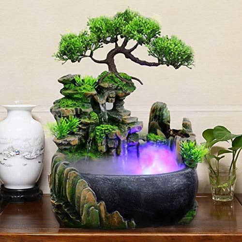 Indoor Relaxation Desktop Fountain Waterfall, Zen Meditation Indoor Waterfall Feature with Automatic Pump, Illuminated Waterfall for Home Office Bedroom Desk Décoration (Style 1) - style: Style 1