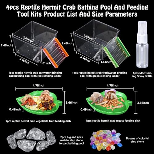 7 Pack Hermit Crab Pool Hermit Crab Water Bowl Dish Hermit Crab Food Bowl Dish Hermit Crab Accessories Starter Kits