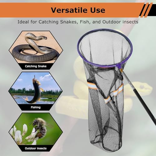 Snake Catcher Net, Rattlesnake Grabber Hnadling Tool, Reptile Catch Telescopic Pole Stick, Rattle Snake Removing and Catching Picke Extends to 59 Inches
