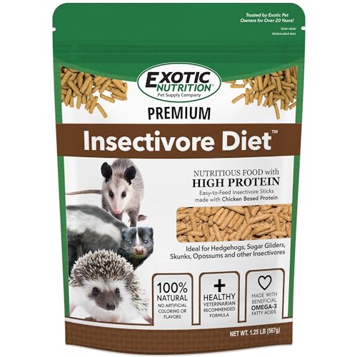 Premium Insectivore Diet (1.25lb) - Healthy Nutritious Chicken Based High Protein Pellet Diet - for Sugar Gliders, Hedgehogs, Opossums, Skunks & Other Insectivores - size: 1.25 Pound (Pack of 1)