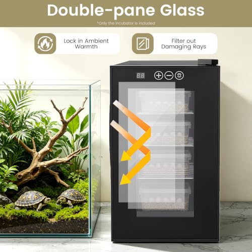 Reptile Egg Incubator Digital Temperature Control Incubator w/LED Display | 23L Large Capacity Reptile Incubator with Smart Thermostat System 50–104°F ±3°C Accuracy,Built-in Fan for Even Heating