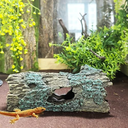 Tfwadmx Reptile Hide Cave Small Resin Aquarium Deoration Cave Hollow Tree Trunk Log Fish Tank Ornament Hideout for Small Reptile Gecko Tarantula Fish Shrimp7.3 * 2.7 * 2.7IN