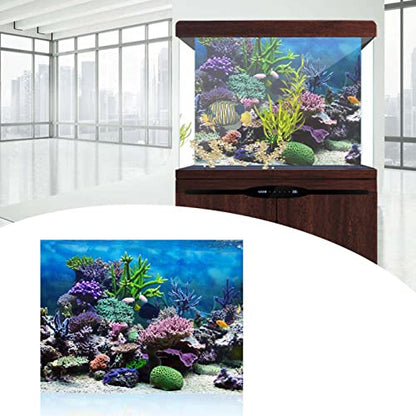 PVC Adhesive Undersea Backdrop, Aquarium Corals Photography Background Fish Poster(122 * 46cm) - size: 122*46cm