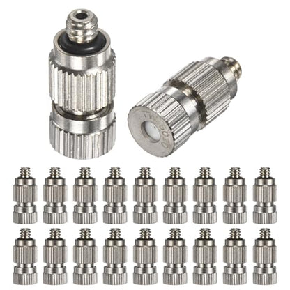 M METERXITY 20-Pack Brass Misting Nozzles, 0.019"/0.5mm Orifice Mister Nozzles Brass, High Pressure Spray Misting Nozzle Head for Outdoor Cooling System/Greenhouse/Landscaping [3/16] - size: 0.5mm