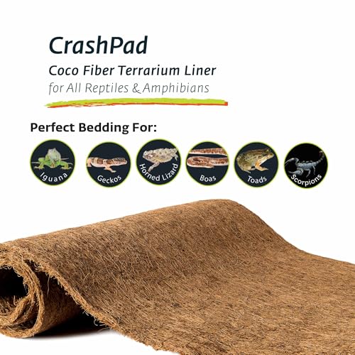 Galapagos (05100 CrashPad Coco Fiber Terrarium Liner - Coconut Fiber Substrate for Reptile Tank Accessories, Bearded Dragon, Leopard Gecko, Hermit Crab, and Snake Enclosures, 18 x 36 in, Natural