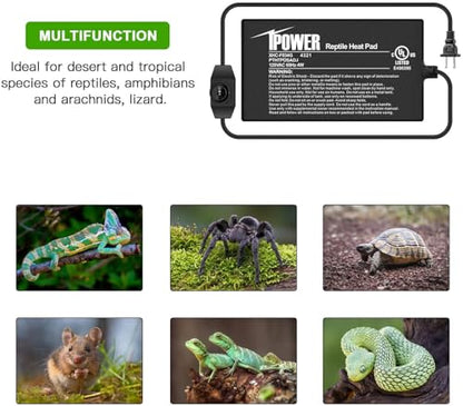 iPower 4x7 Inch Reptile Heating Pad with Adjustable Controller Knob, Under Tank Heater Mat for Turtles, Lizards, Snakes, Amphibians & Small Pets, 2 Pack - size: 4 X 7 Inch, style: 2 Pack Heat Pad with Adjustable Knob