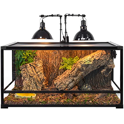 REPTI ZOO Reptile Dual Lamp Stand Adjustable Light Holder Lamp Hanging Bracket Metal Support for Reptile Glass Terrarium Heating Light Amphibians Cage - style: LH009D