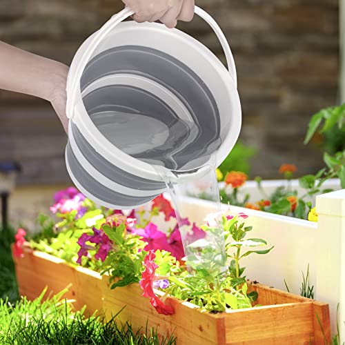 Collapsible Bucket 5L 1.3Gallon Small Cleaning Bucket Mop Buckets for Household Outdoor Car Washing Tub Plastic Foldable Portable Camping Beach Sand Water Pot Pail Space Saving Round