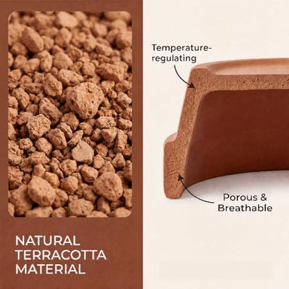Terracotta Reptile Hide, 6.9x6.9 Bionic Humid Hideout with Smooth Entrance | Fish Tank Decorations, Basking Platform for Turtle, Frog, Toad, Bearded Dragon, Leopard Gecko, Snake, Crested Gecko