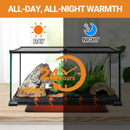 WACOOL TERRA 8" X 12" Reptile Heat Pad 24W Fast Heating Pad Terrarium Heating Mat Waterproof for Turtle, Lizard, Frogs, Snake, Hermit Crab - size: 8" X 12"