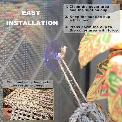 Bearded Dragon Hammock Lizard Tank Accessories Reptile Lounger Amphibian Habitat Décor for Chameleon, Geckos, Snakes, Hermit Crab, Lguana Reptiles, Tortoises - size: 30"+16"
