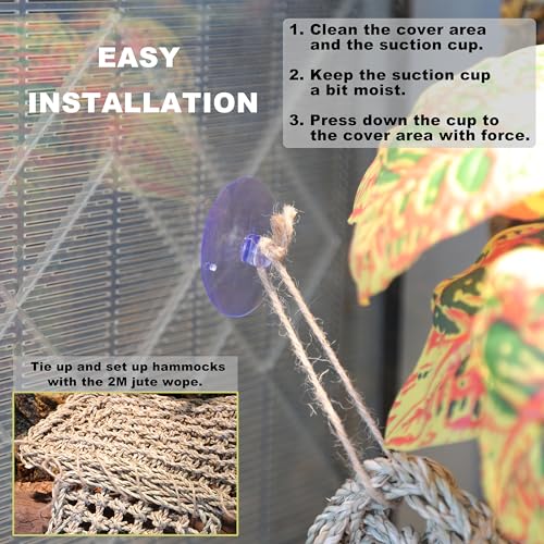 Bearded Dragon Hammock Lizard Tank Accessories Reptile Lounger Amphibian Habitat Décor for Chameleon, Geckos, Snakes, Hermit Crab, Lguana Reptiles, Tortoises - size: 30"+30"