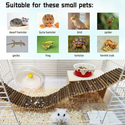 Rat Bendy Long Suspension Bridges 15.7 x 3.9 Inch Gerbil Wooden Ramp Hamster Cage Climbing Ladder Natural Wood Chews Toys for Rodents Mouse Dwarf Hamster - size: 1PCS 15.7x3.9in
