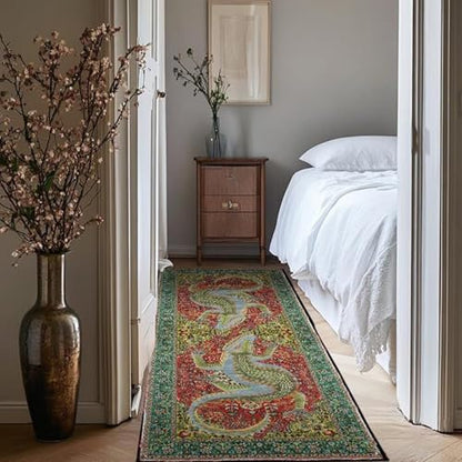 Cartoon Alligator Print Area Rugs 2ftx4ft Boho Crocodile Reptile Decor Rug for Bathroom Kitchen Laundry Room Washable Non-Slip Green Runner Crocodile Carpet - size: 2'x4'/60*120cm/48"x24"(Rectangular)