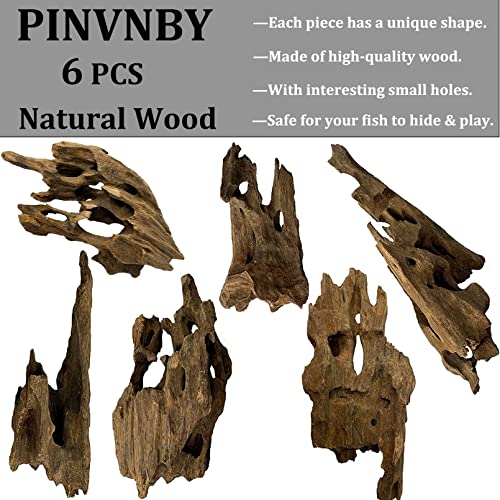 PINVNBY 6 PCS Natural Driftwood for Aquarium Decor 3.9" - 7.8" Large Driftwood for Reptile Tank Fish Aquarium Driftwood Branches Terrarium Decoration Assorted - size: 3.9" - 7.8"
