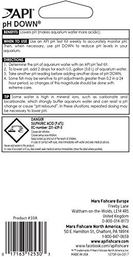 API pH DOWN Freshwater Aquarium Water pH Reducing Solution 1.25-Ounce Bottle - size: 1.25 oz