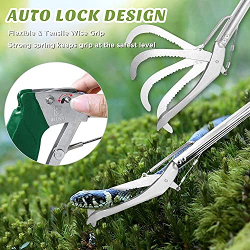 HOMEYA 52" Snake Tongs Grabber, Heavy Duty Snake Catcher Wide Jaw Handling Tool, Rattle Snake Catcher, Extra Long Snake Tongs, Snake Catcher with Lock&Non-Slip Grip Handle, Snake Tong Reptile Grabber - size: 52 Inch