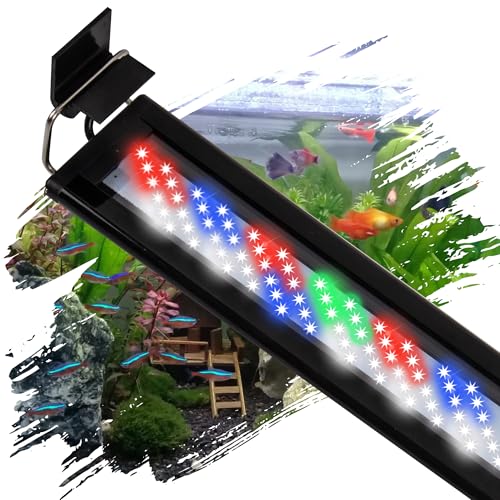 Led Aquarium Light, Full Spectrum Fish Tank Lights, 55/75 Gallon Freshwater Fishtank Hood Lighting for Grow Fish, Plants, Adjustable from 48 to 54 Inch - size: 48-54 IN