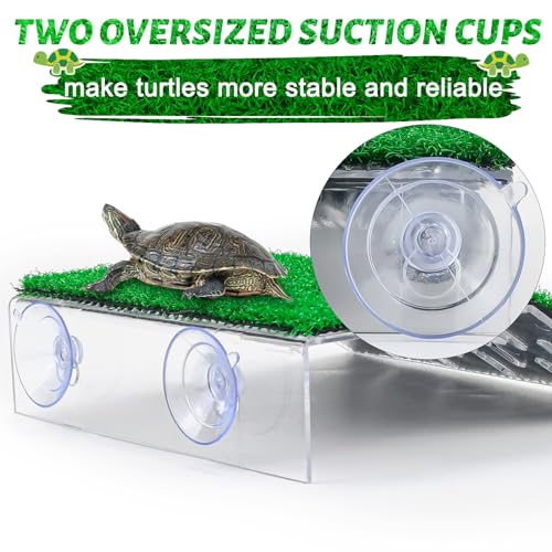 Keedolla Lawn Turtle Basking Platform Tortoise Resting Terrace, Simulation Grass Turtle Ramp Tortoise Climbing Ladder for Aquarium, Fish and Turtle Tank - Large - size: Large