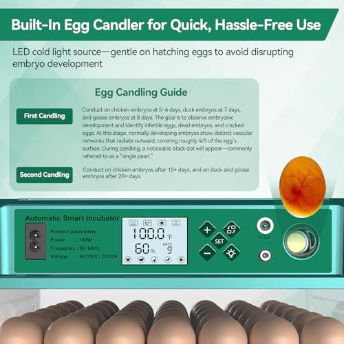Incubators for Hatching 196 Eggs with Automatic Egg Turning,Temperature & Humidity Control- Automatic Water Pump, 5 Automatic Incubation Modes, for Chicken, Duck, Goose, Pigeon, Quail, Parrot Eggs