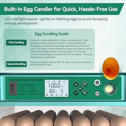 Incubators for Hatching 196 Eggs with Automatic Egg Turning,Temperature & Humidity Control- Automatic Water Pump, 5 Automatic Incubation Modes, for Chicken, Duck, Goose, Pigeon, Quail, Parrot Eggs