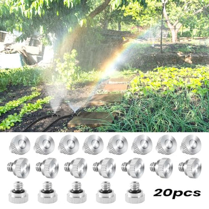 20 Pcs Misting Nozzles,0.012 Orifice (0.3 mm) Mister Nozzles | Brass,10/24 UNC Nozzles,for Outdoor Cooling System,Sprinklers for Greenhouse Patio Misting System - size: 20 Pcs Misting Nozzles