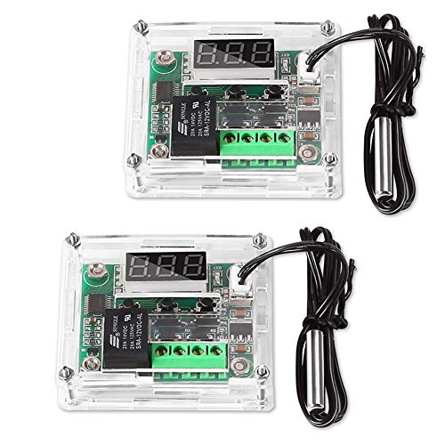 UMLIFE 2PCS Temperature Controller Module with Case, XH W1209 LED Display Digital Thermostat Module with Waterproof NTC Probe -50~110℃ Electronic Temperature Temp Control Module Switch - color: W1209+Case, size: 2PCS