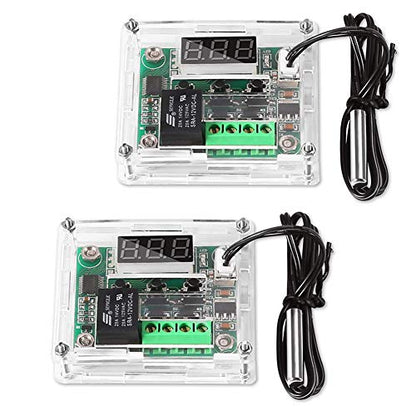 UMLIFE 2PCS Temperature Controller Module with Case, XH W1209 LED Display Digital Thermostat Module with Waterproof NTC Probe -50~110℃ Electronic Temperature Temp Control Module Switch - color: W1209+Case, size: 2PCS