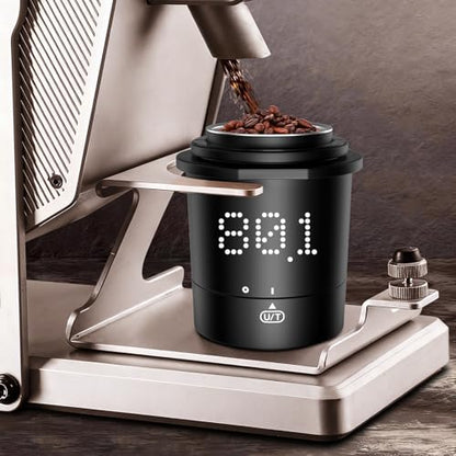 Mik-Nana Dosing Cup Scale with LED Display - Sleek Precision | Digital Espresso Coffee Grounds Scale | Must-Have Home Barista Brewing Accessory & Ideal Gift for Coffee Lovers (Black)