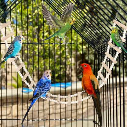SIMENA Wooden Climbing Ladder for Birds & Hamsters, Interactive Swing & Ladder Toys for Small Pets – Ideal for Hamsters, Birds, Parrots, Squirrels, and Sugar Gliders (16 ladders, 36")