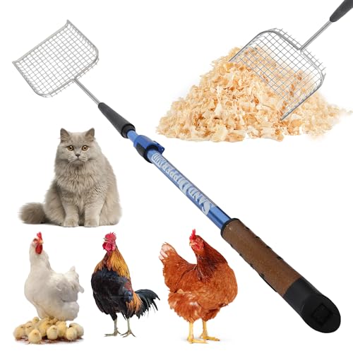 Sand Dipper Cat Poop Scooper & Chicken Poop Scooper - Rugged Big 6" Square Stainless Steel Long Handle for Home Kitty Litter Scoop & Farm Chicken Coop Scooper (Mid-Adjustable) - size: 6 - Mid-Adjustable