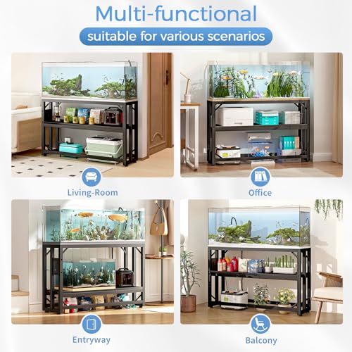 METYERRY 55 Gallon Fish Tank Stand with Power Outlet,Adjustable Shelf | 860 LBS Heavy Duty Metal Frame, Fits Fish Tanks Reptile Tanks and Turtle Tanks, Water Resistant Board, Home Aquarium Setup - color: Black, size: 55 Gallon