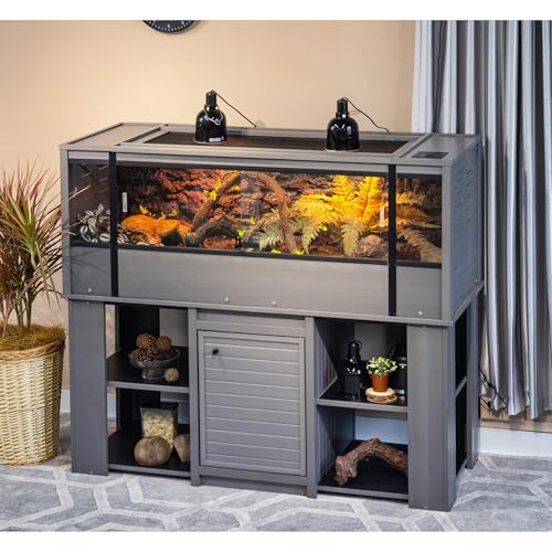 New Age Pet ECOFLEX X-Large Reptile Enclosure with Matching Cabinet Stand Set in Grey - color: Grey, size: X-Large