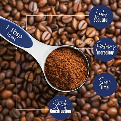Magnetic Measuring Spoons Set of 9 Stainless Steel Dual-Sided Stackable Measuring Spoon Nesting Teaspoons Measuring Dry and Liquid Ingredients, Fits in Spice Jars Set of 9 (Sapphire) - color: Sapphire