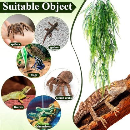 8 Pack Reptile Plants Terrarium Hanging Plant Vine Boston Climbing Terrarium Plant with Suction Cup for Bearded Dragons Lizard Crested Gecko Snake Crab Tank(Tri Color Series,3 Colors) - style: Tri Color Series