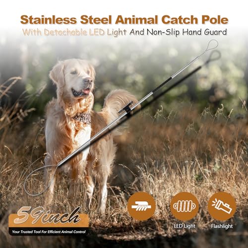 45"-59" Animal Control Pole Dog Catch Rod Noose Holder Tool for Medium Large Wildlife Handling Dogs Feral Cat Raccoons Hog Pig Fox Coyote Bulldog Wolf Goat - size: 59-inch