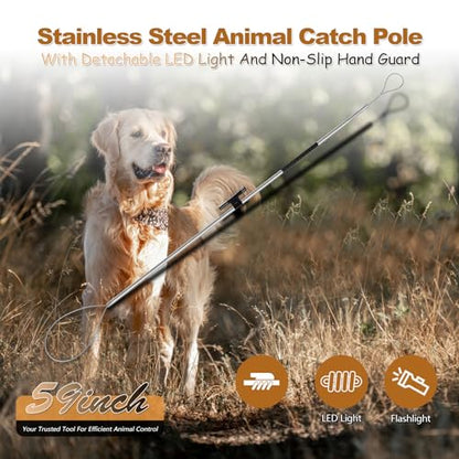 45"-59" Animal Control Pole Dog Catch Rod Noose Holder Tool for Medium Large Wildlife Handling Dogs Feral Cat Raccoons Hog Pig Fox Coyote Bulldog Wolf Goat - size: 59-inch